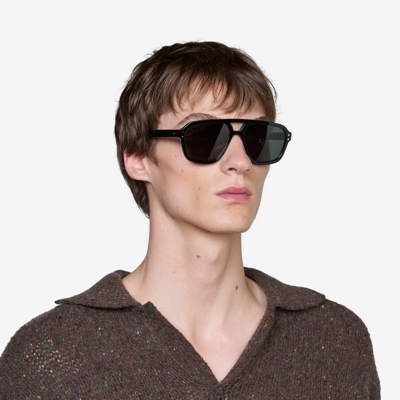 Jet Black | Green Solid Lens Eyewear