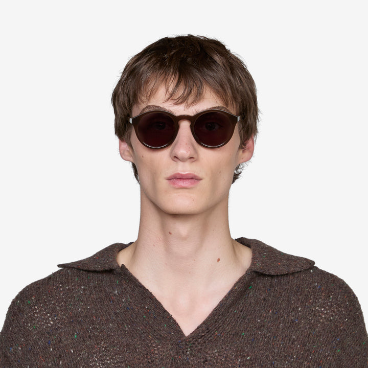 Barstow Chocolate | Grey Solid Lens Front