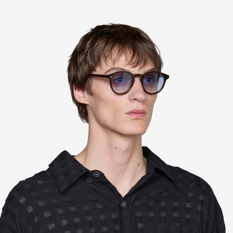 Nelson Chocolate | Blue Gradient Lens Eyewear