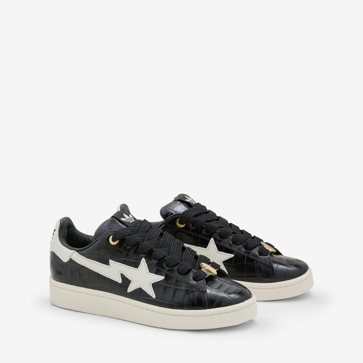 BAPE x Campus 00s Core Black | Off White | Gold Metallic Front