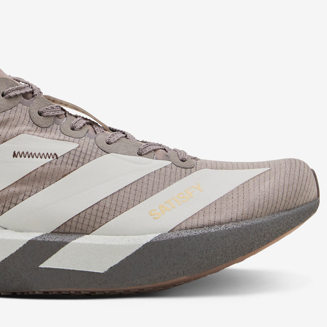 Satisfy x Women's Adizero Adios  Brown | Pearl Metallic | Charcoal Footwear