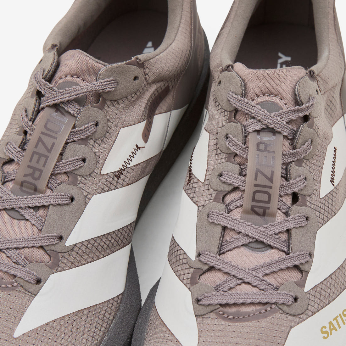 Satisfy x Women's Adizero Adios  Brown | Pearl Metallic | Charcoal Footwear