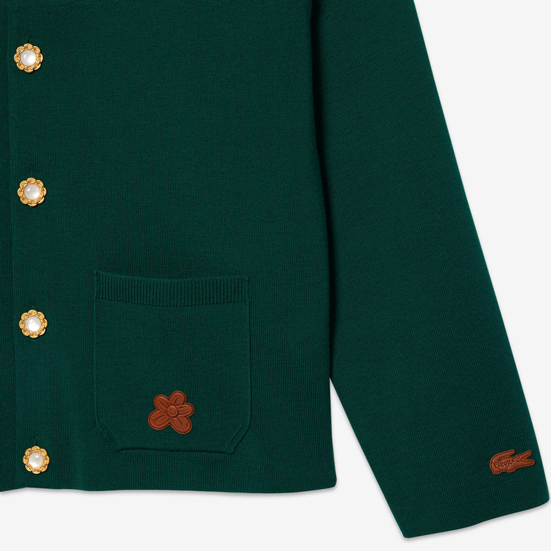 Green Crewneck Cardigan