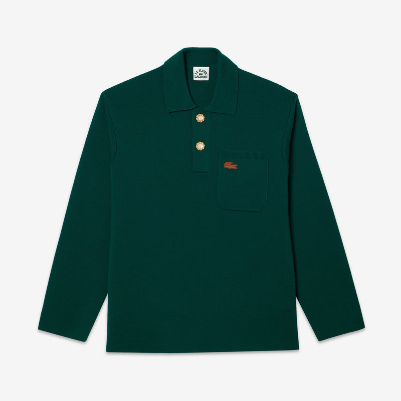 le FLEUR Long Sleeve Knit Polo Green