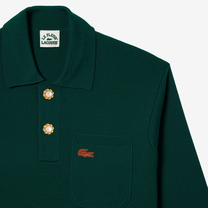 le FLEUR Long Sleeve Knit Polo Green