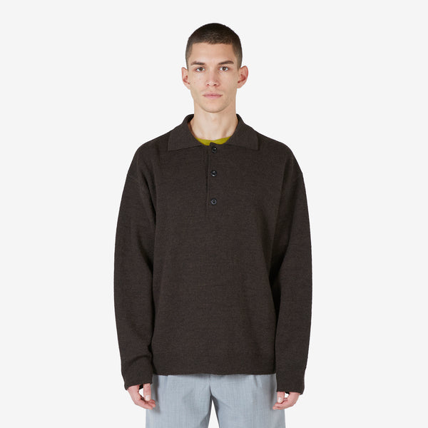 MHL. Oversized Knitted Polo Ebony
