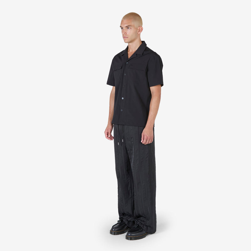 Nylon Camp Collar Short Sleeve Shirt Black Shirts