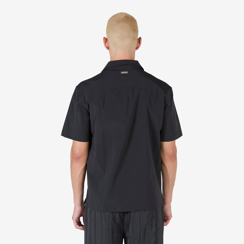 Nylon Camp Collar Short Sleeve Shirt Black Shirts