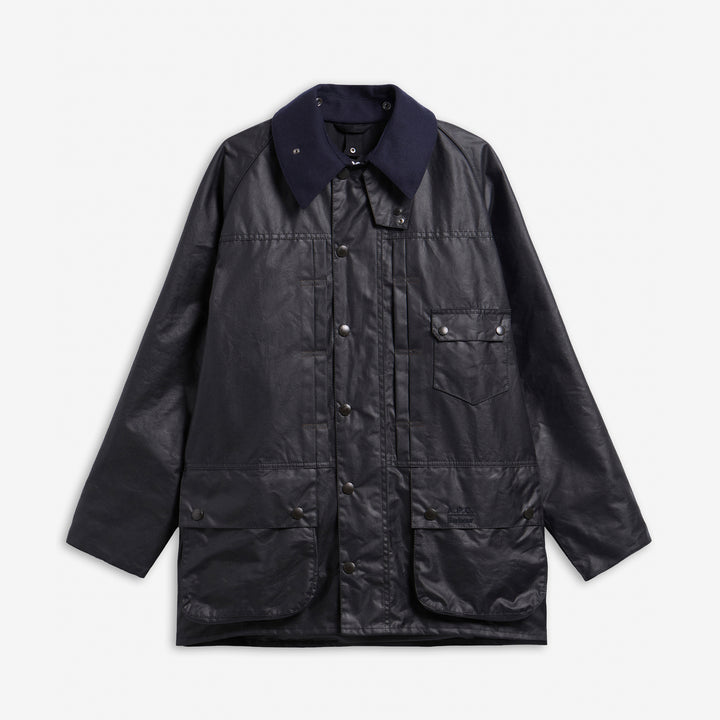 A.P.C. x Beaufort Waxed Jacket Dark Navy Front