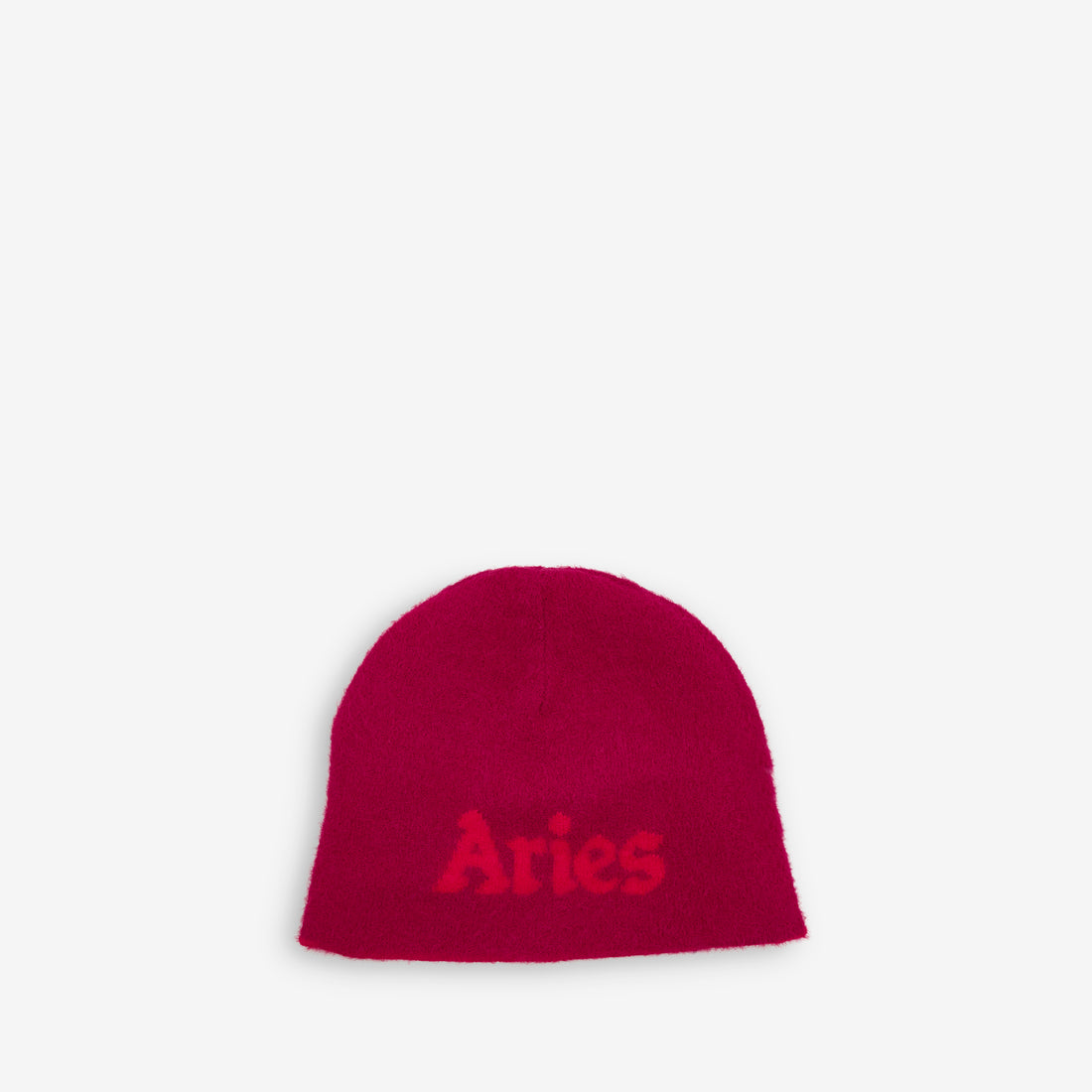 Fluffy Reversible Skull Beanie Red Headwear