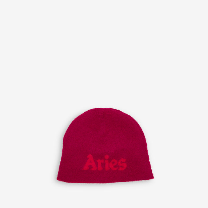 Fluffy Reversible Skull Beanie Red