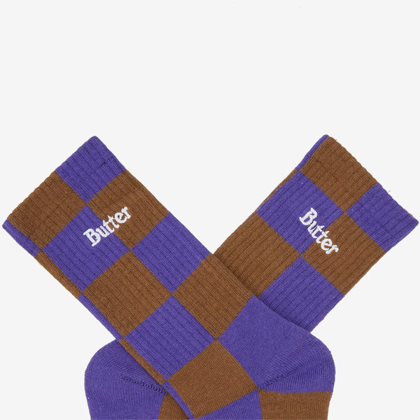 Checkered Socks Brown | Indigo