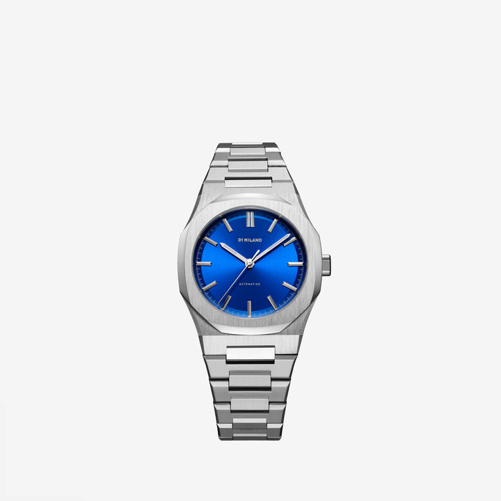 Front photograph of D1 Milano Automatico 36 mm Navy Code with blue dial