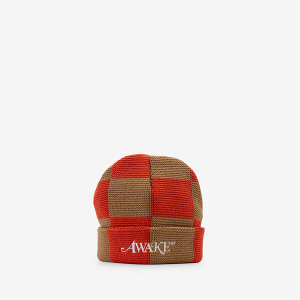 Checkerboard Beanie Beige