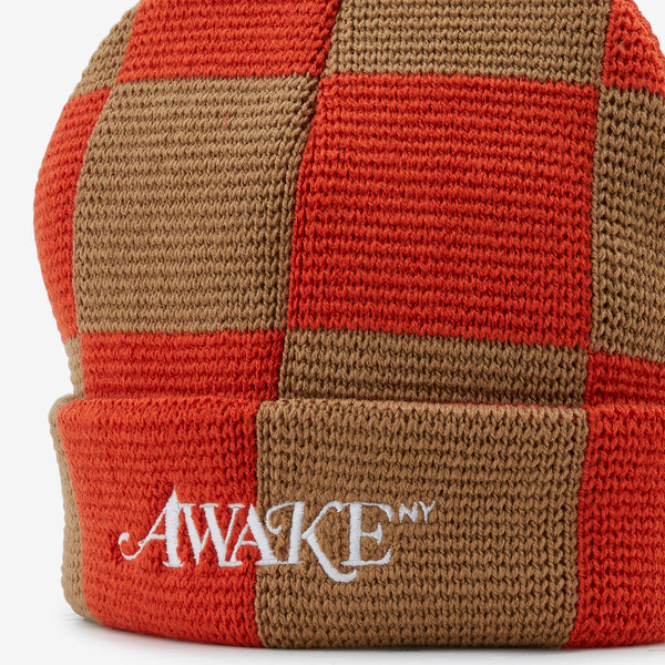 Checkerboard Beanie Beige