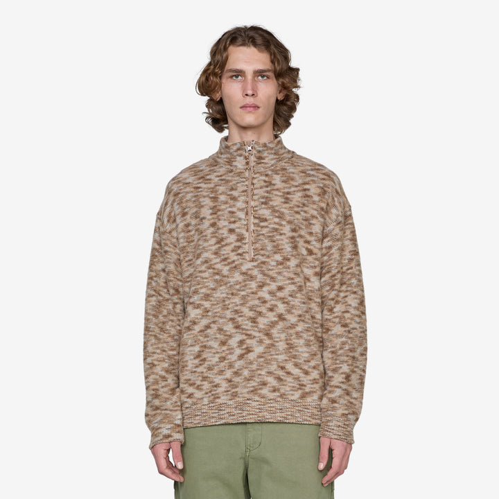 Kline Wool Half Zip Khaki Front