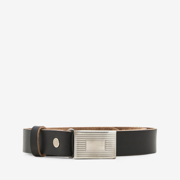 Plate Belt Horween Leather Black Front