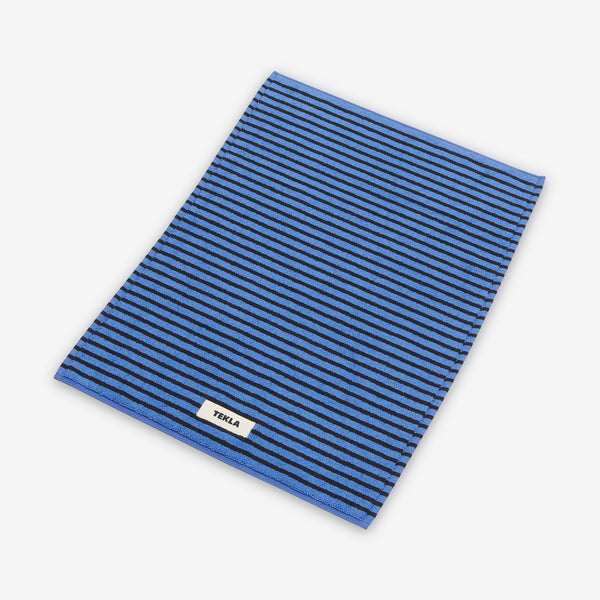 Bath Mat Striped Blue and Black Lifestyle