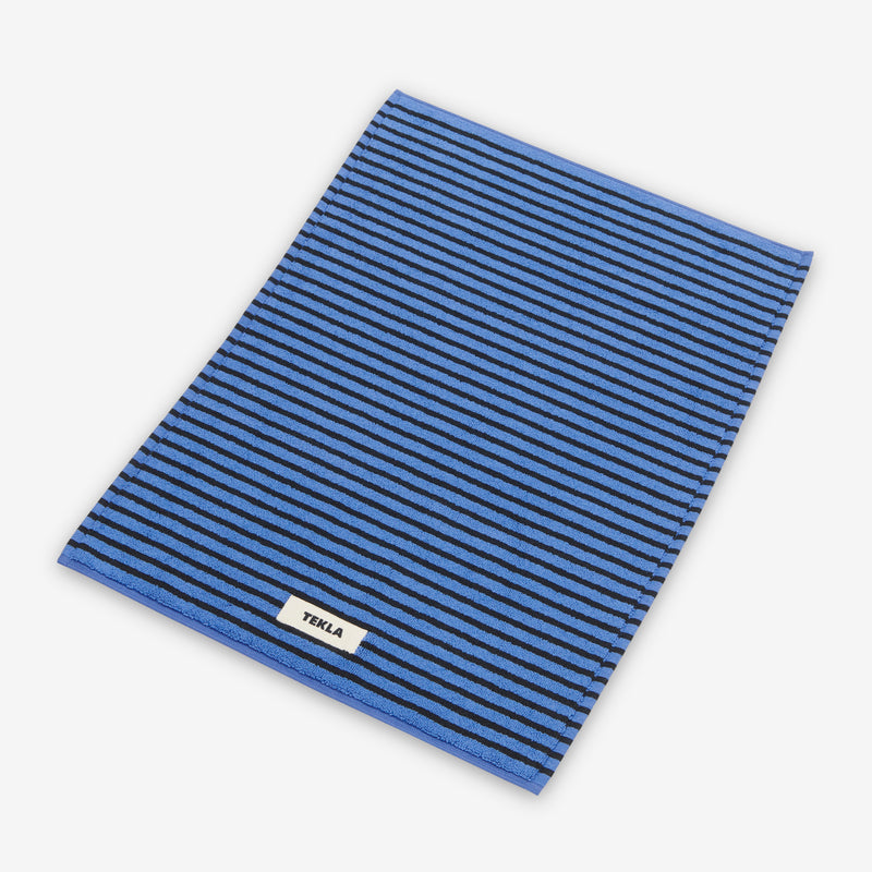 Bath Mat Striped Blue and Black Lifestyle