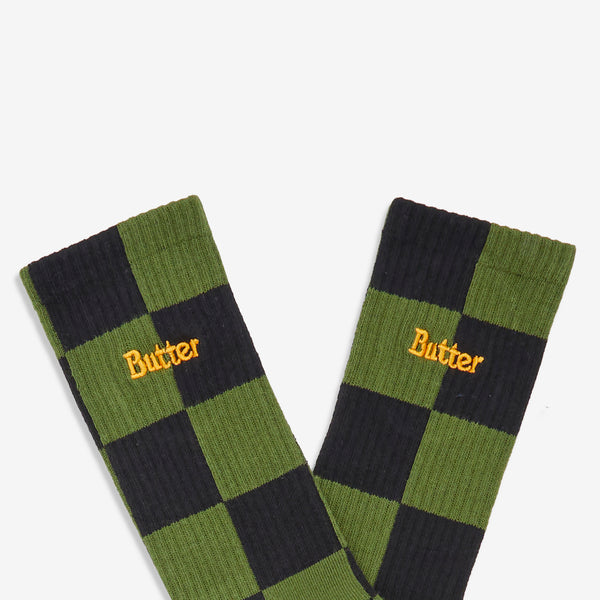 Checkered Socks Black | Sage