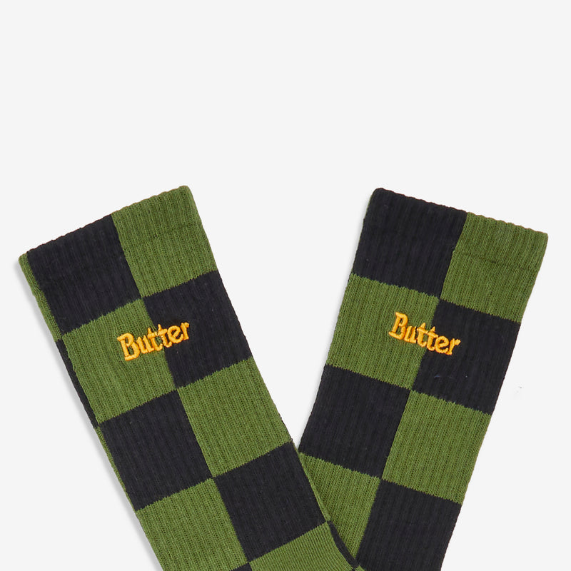 Checkered Socks Black | Sage