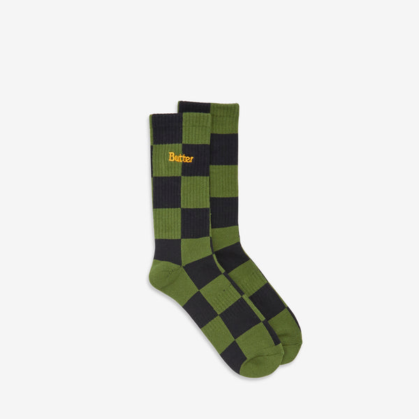 Checkered Socks Black | Sage