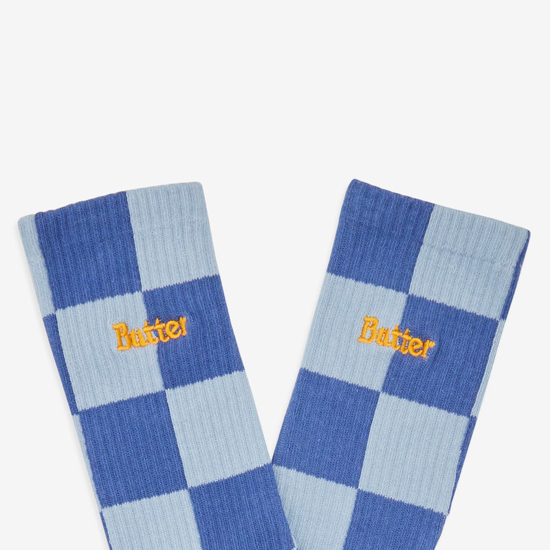 Checkered Socks Powder Blue | Slate