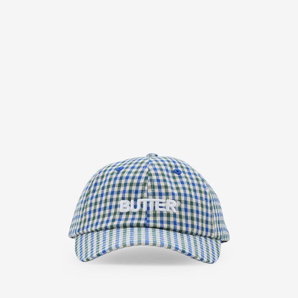 Gingham 6 Panel Cap Fern | Blue