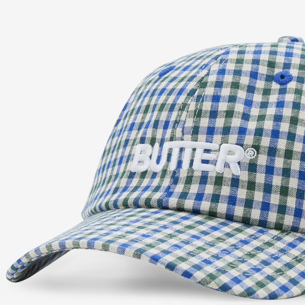 Gingham 6 Panel Cap Fern | Blue