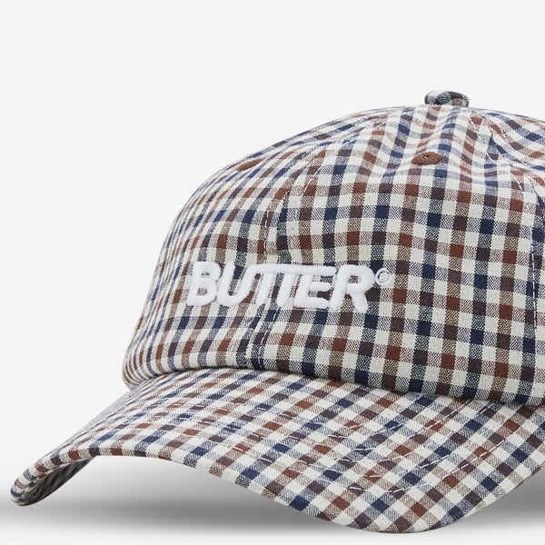 Gingham 6 Panel Cap Brown | Navy