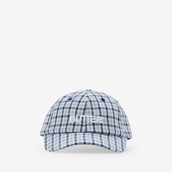 Gingham 6 Panel Cap Pale Blue | Midnight
