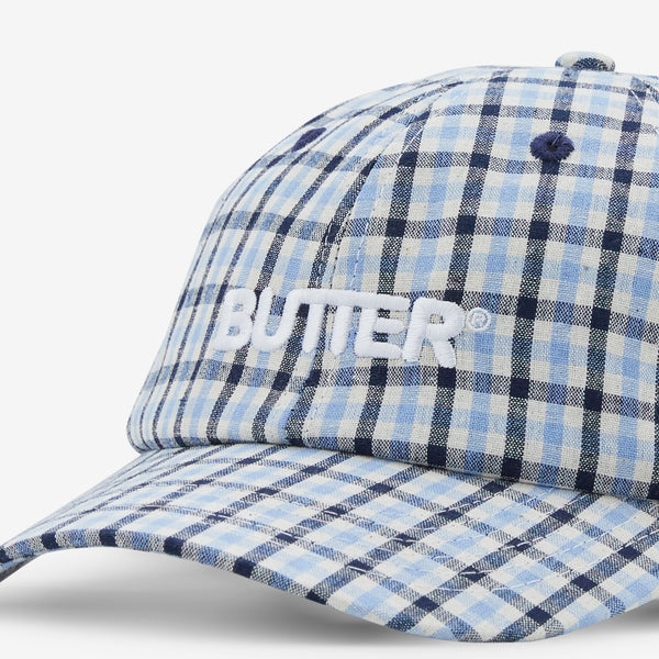 Gingham 6 Panel Cap Pale Blue | Midnight