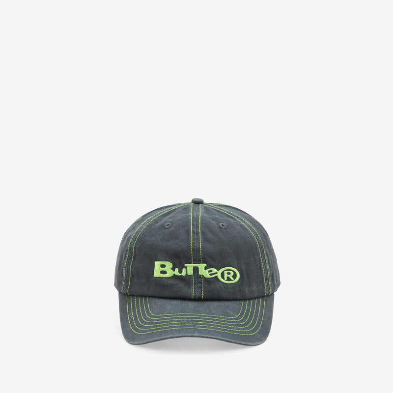 Registered 6 Panel Cap Washed Black Headwear