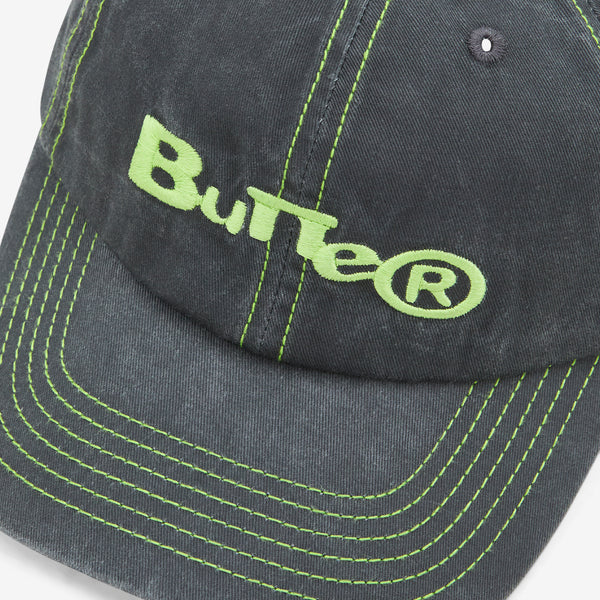Registered 6 Panel Cap Washed Black Headwear