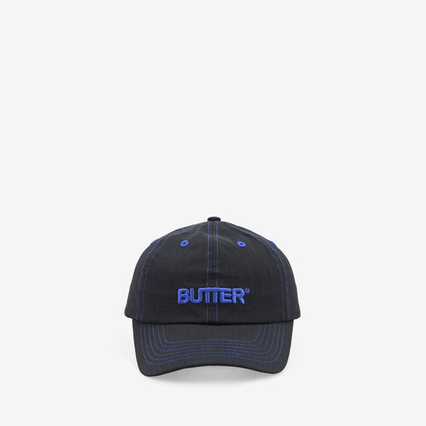 Nylon Rounded Logo 6 Panel Cap Black Headwear