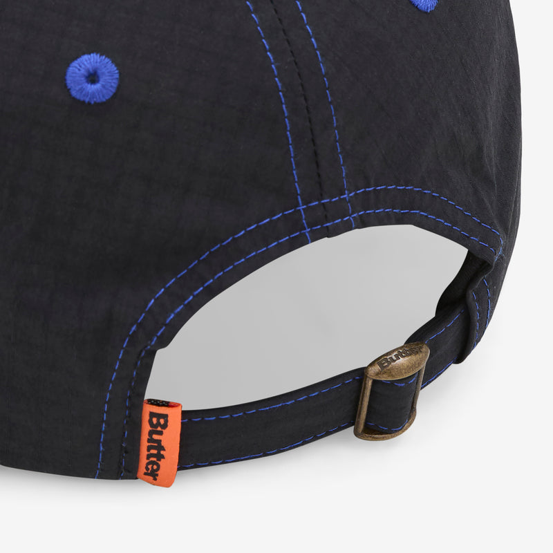 Nylon Rounded Logo 6 Panel Cap Black Headwear