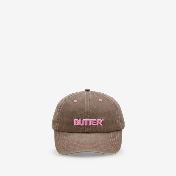 Rounded Logo 6 Panel Cap Washed Brown Headwear