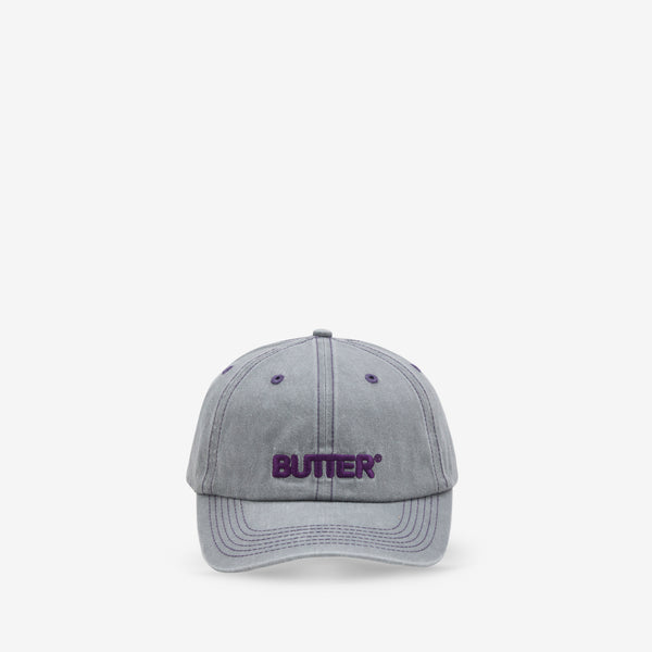 Rounded Logo 6 Panel Cap Washed Grey Headwear