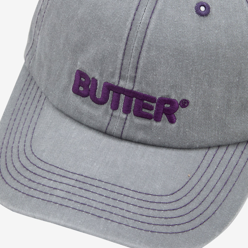 Rounded Logo 6 Panel Cap Washed Grey Headwear