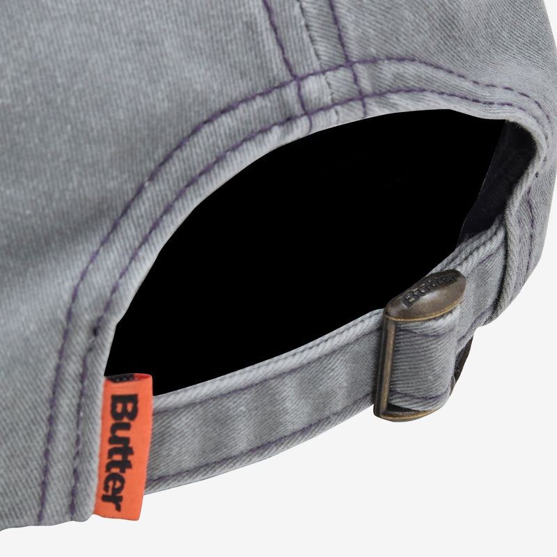 Rounded Logo 6 Panel Cap Washed Grey Headwear