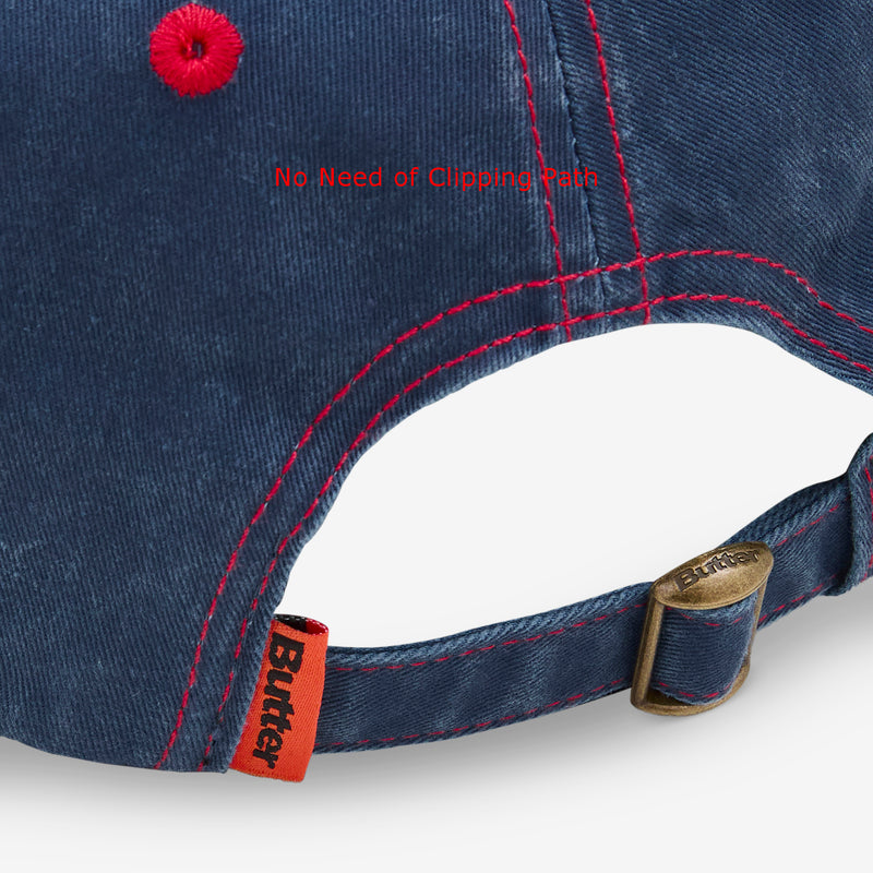 Rounded Logo 6 Panel Cap Washed Navy Headwear