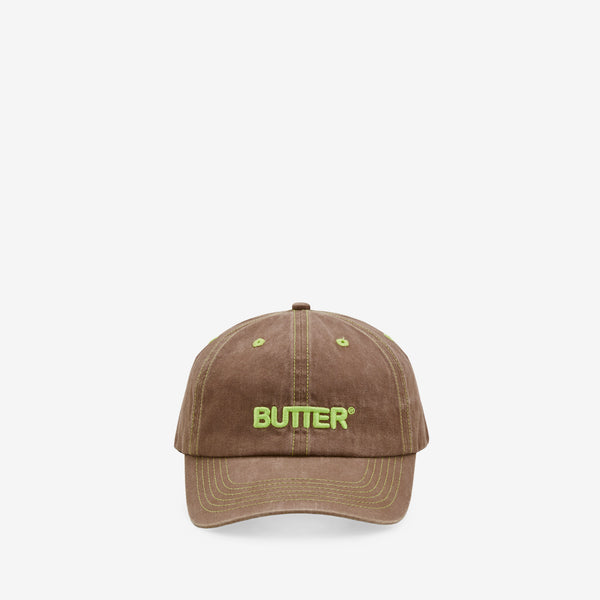 Rounded Logo 6 Panel Cap Washed Pecan Headwear