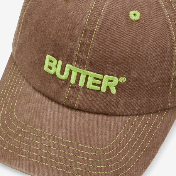 Rounded Logo 6 Panel Cap Washed Pecan Headwear