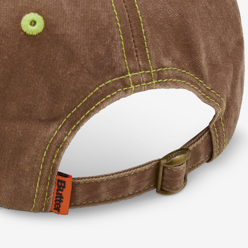 Rounded Logo 6 Panel Cap Washed Pecan Headwear