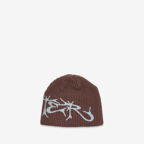 Scrawling Skully Beanie Brown Headwear