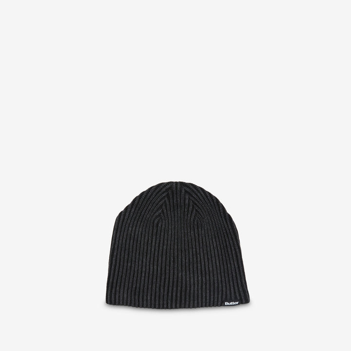 Ribbed Skully Beanie Washed Black Front
