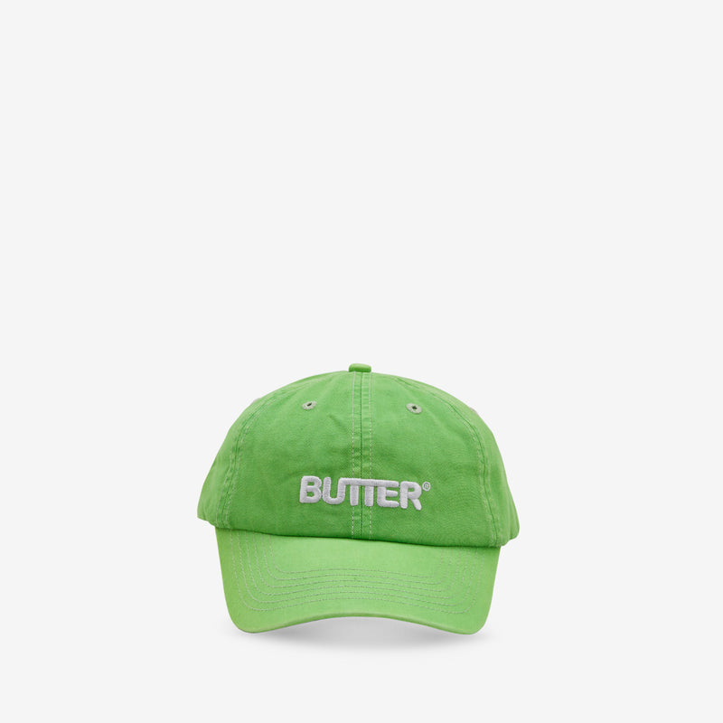 Rounded Logo 6 Panel Cap Washed Green Headwear