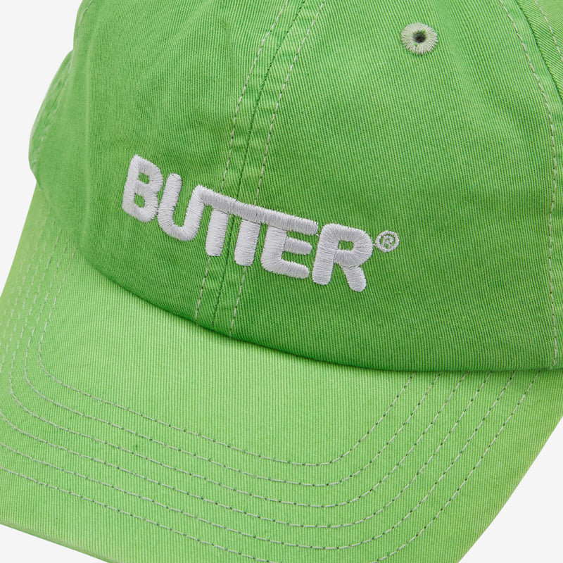 Rounded Logo 6 Panel Cap Washed Green Headwear