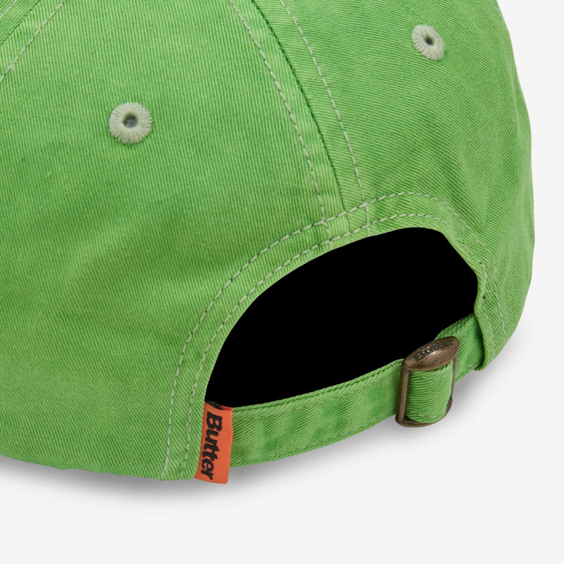 Rounded Logo 6 Panel Cap Washed Green Headwear