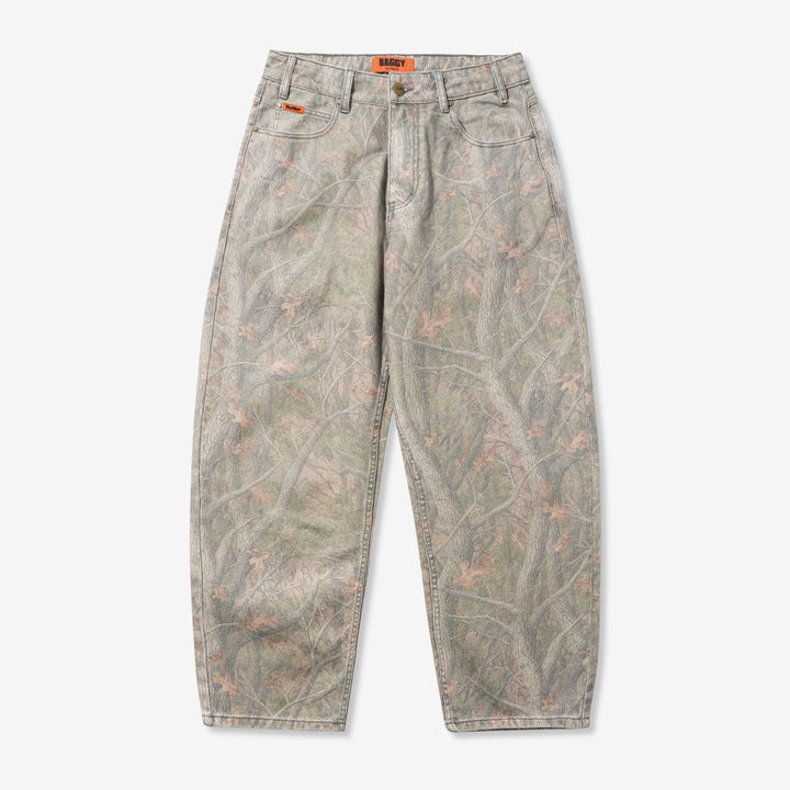 Baggy Denim Jeans Forest Camo Front